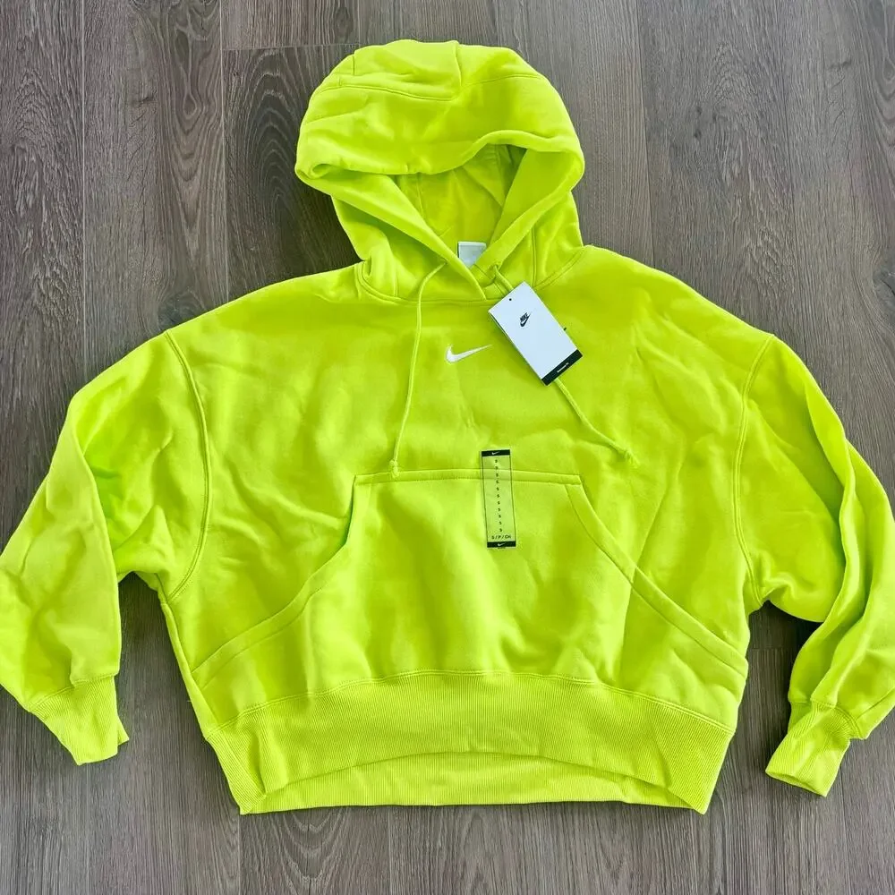 Nike Phoenix Fleece Over-Oversized Hoodie Sweatshirt Cyber Neon Green  Wmn Small